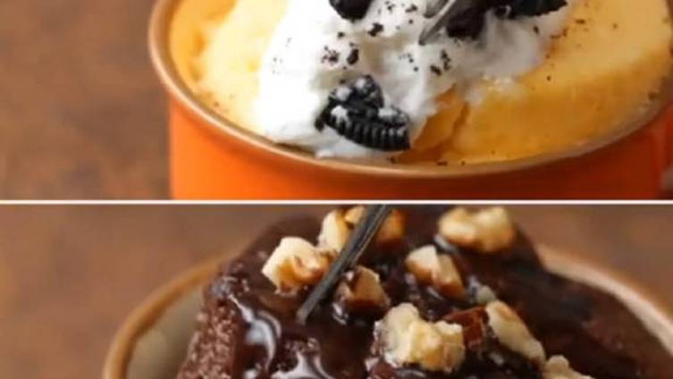  【戚风蛋糕】芝士和双重巧克力戚风蛋糕,用杯子和微波炉就够了,好吃易做,适合作为下午茶~